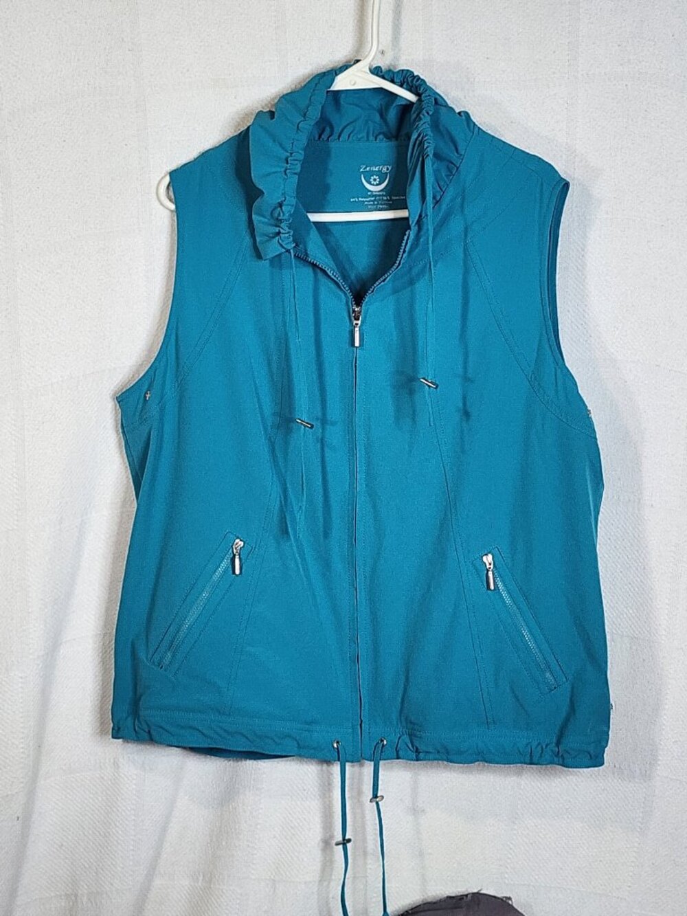 Zenergy by Chico's Teal Poly Span Sleeveless Zip Up Toggle Vest Chico Sz 3 US 16